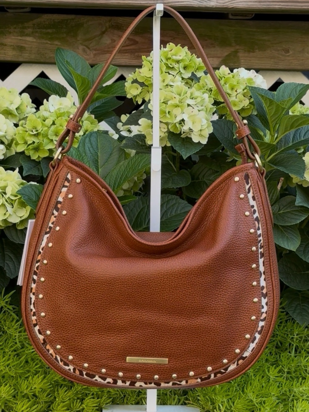 Brahmin Cherrywood Tobacco Kathleen Shoulder Bag brown leopard Pebbled Leather